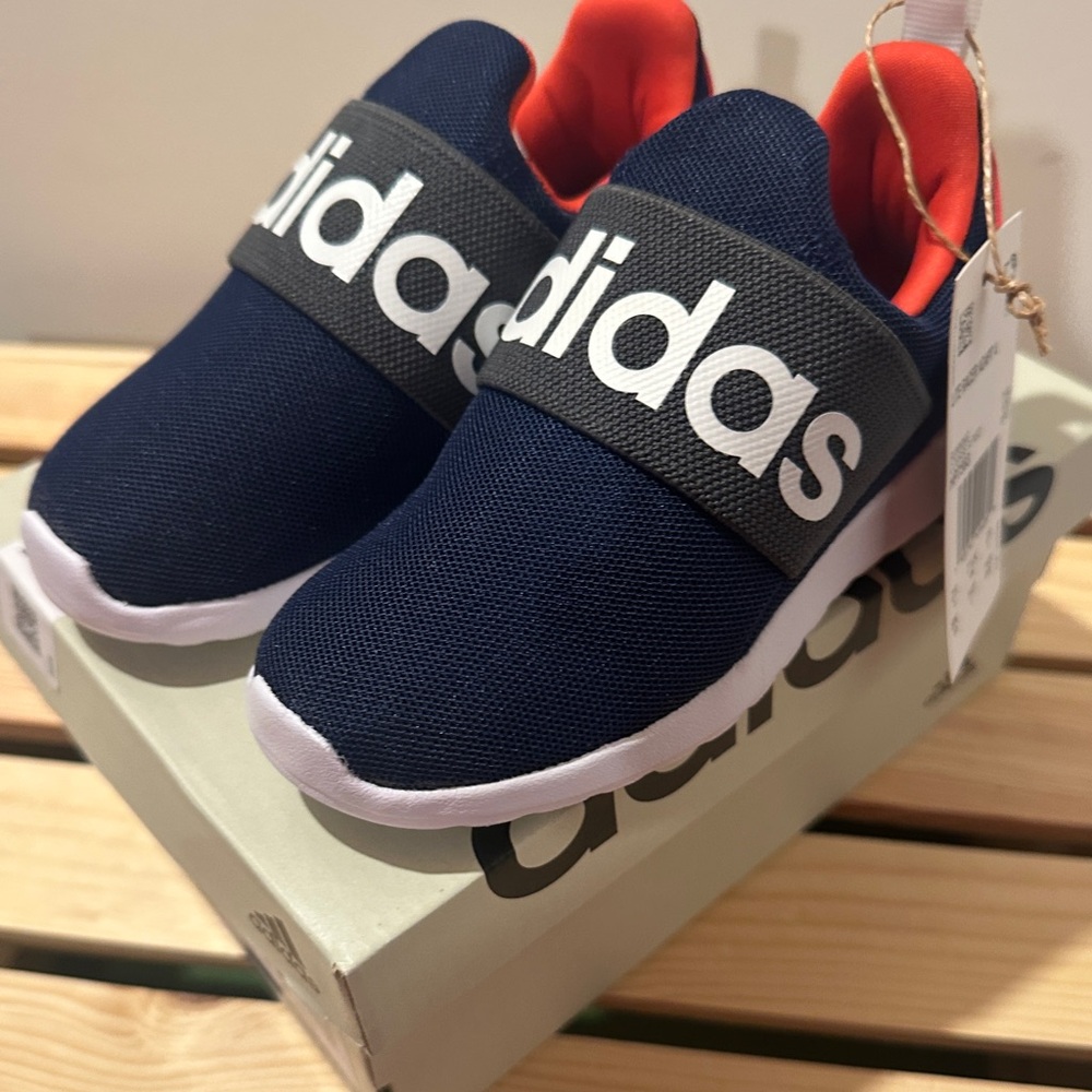 NEW Adidas Lite Racer Adapt 4.0 Kids Navy and Red Sneakers